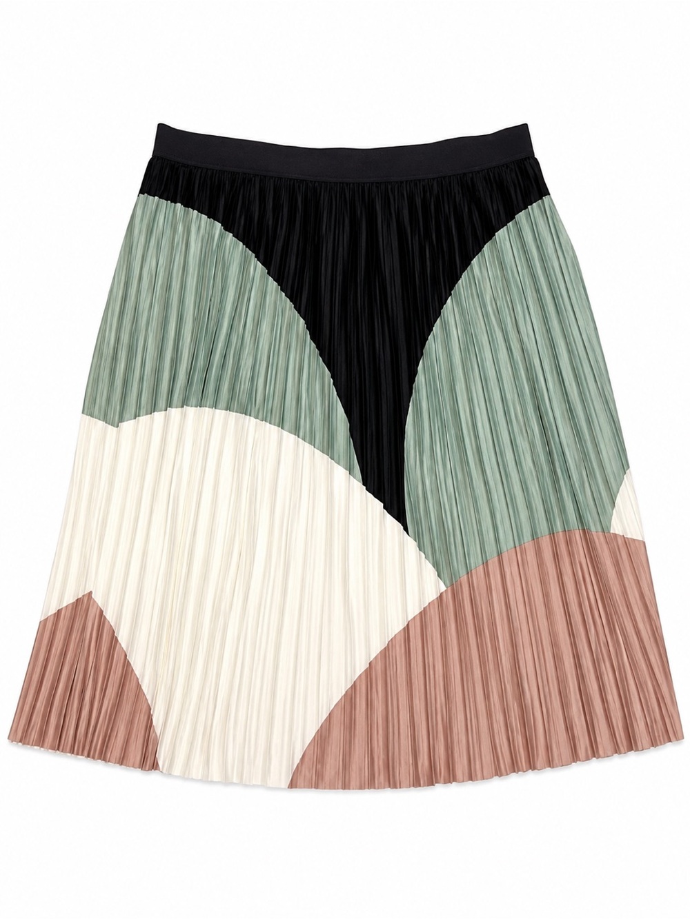 EST. 1946 Women’s Pleated Midi Skirt XL Colorblock Sage Black Cream Blush